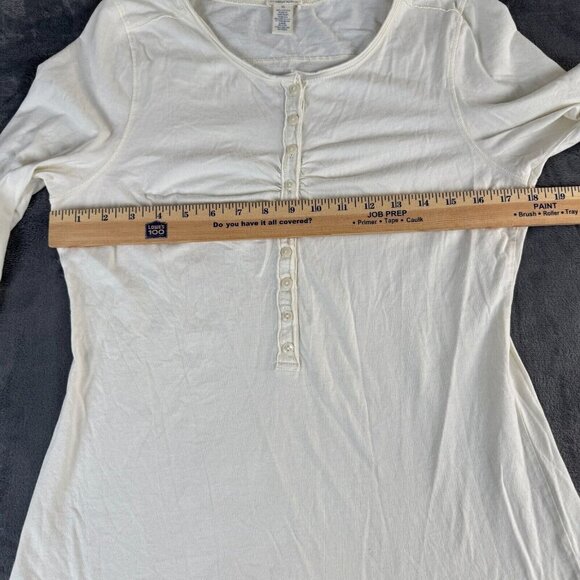 Maurices Y2K XL Long Sleeve Button Henley Top White Flare Sleeve Minimal Classic - Picture 6 of 8